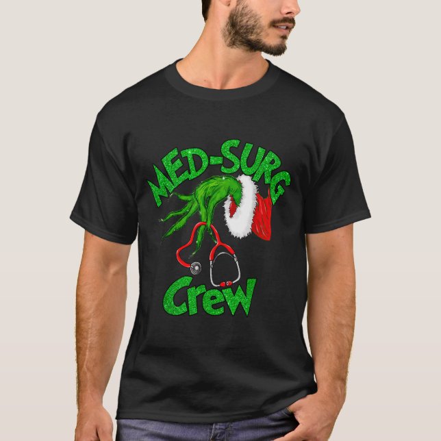 Retro Med-surg Crew Nurse Stethoscope Christmas Xm T-Shirt (Front)