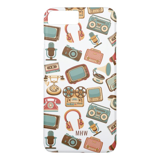 Retro Media Pattern custom monogram phone cases (Back)