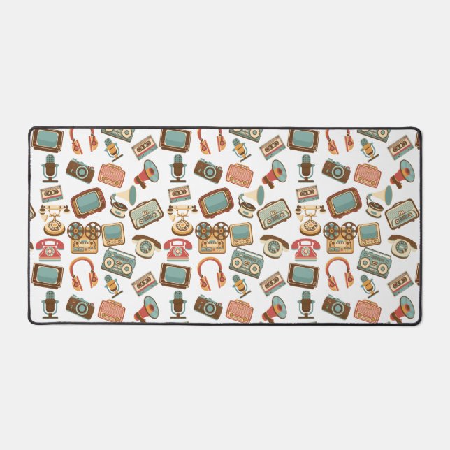 Retro Media Pattern Desk Mat (Front)