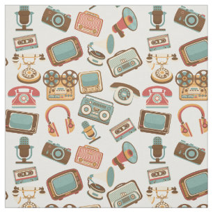 Retro Media Pattern fabric