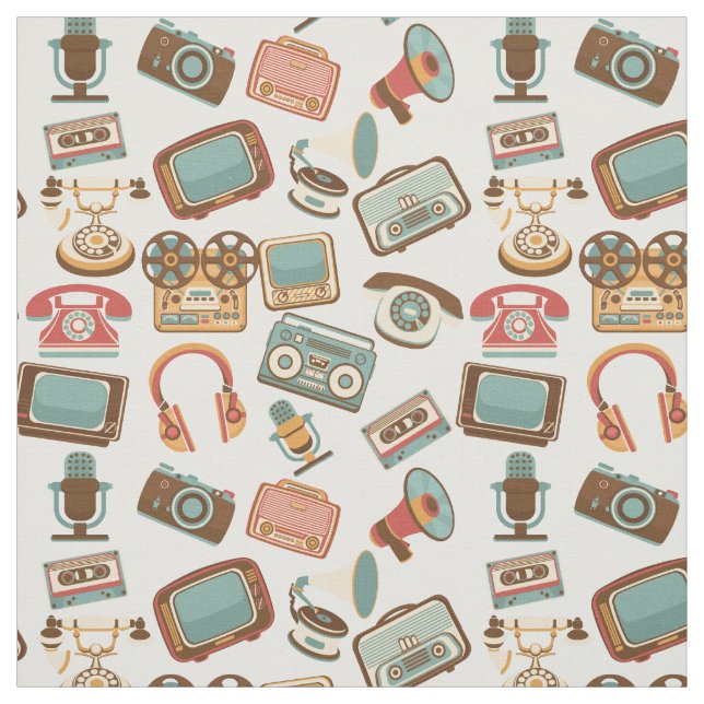 Retro Media Pattern fabric (Swatch)