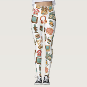 Retro Media Pattern leggings