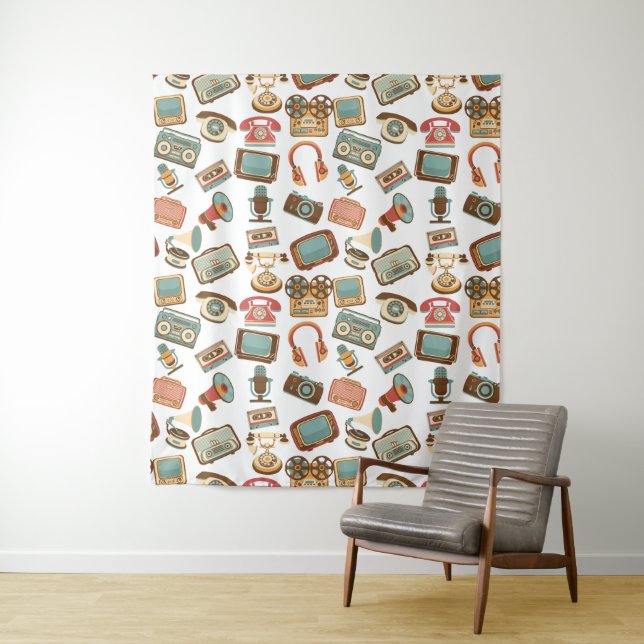 Retro Media Pattern tapestries (In Situ)