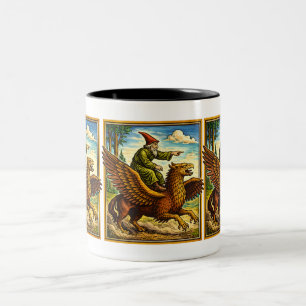 Retro Mediaeval Snail Rider Fantasy Tee Postcard Two-Tone Coffee Mug