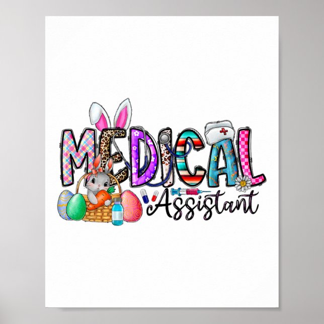 Retro Medical Istant Bunny Eggs Easter Nursing Doc Poster (Front)