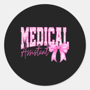 Retro Medical Istant Floral Pink Coquette Bow Moth Classic Round Sticker