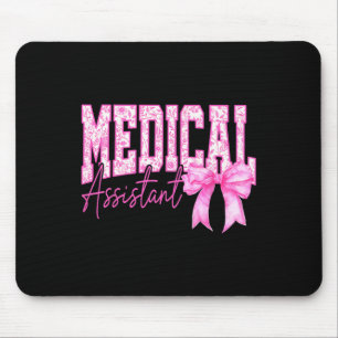 Retro Medical Istant Floral Pink Coquette Bow Moth Mouse Pad