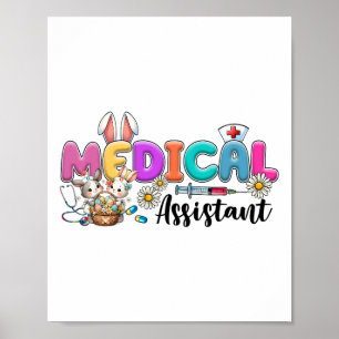 Retro Medical Istant Squad Bunny Nurses Easter Cut Poster