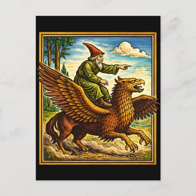 Retro Medieval Snail Rider Fantasy Tee Postcard (Front)