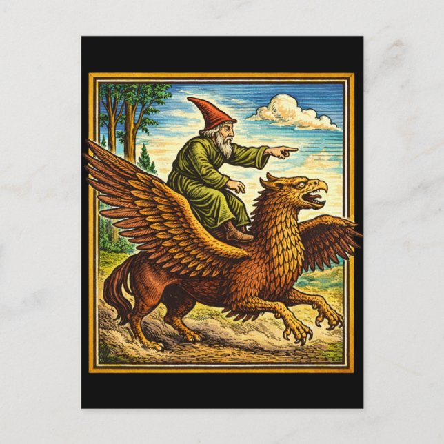 Retro Medieval Snail Rider Fantasy Tee Postcard (Front)