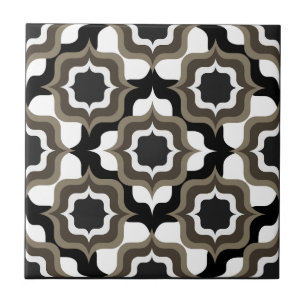 Retro Mediterranean Black Grey White Ceramic Tile