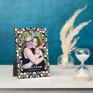 Retro Mediterranean  Black White Photo Block Plaque