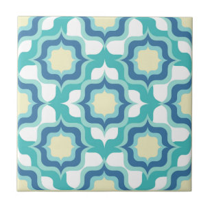 Retro Mediterranean Blue White Beige Ceramic Tile