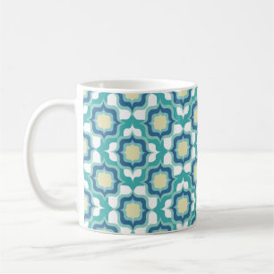 Retro Mediterranean Blue White Coffee Mug