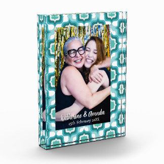 Retro Mediterranean  Blue White Photo Block