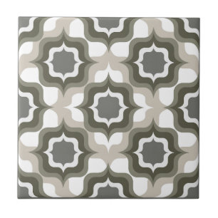 Retro Mediterranean Grey White Black Ceramic Tile
