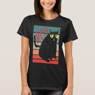 Retro Meh Grumpy Black Cat Sarcastic Kitten  Cat M T-Shirt