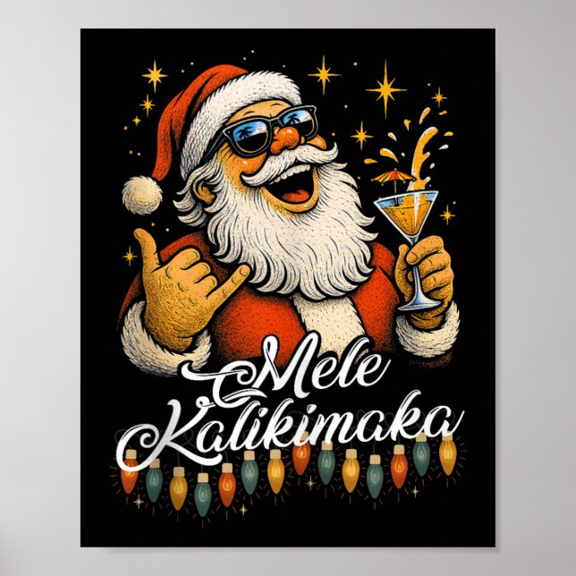 Retro Mele Kalikimaka Hawaiian Christmas Tail, Par Poster (Front)