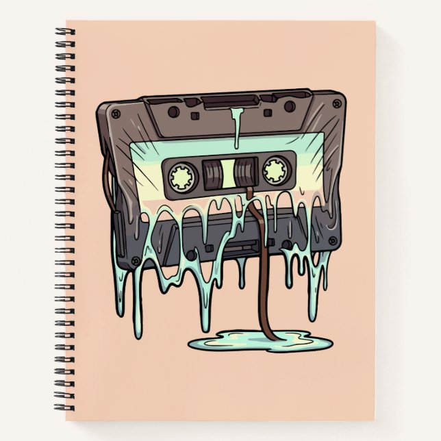 Retro Melting Cassette Tape Vaporwave Notebook (Front)