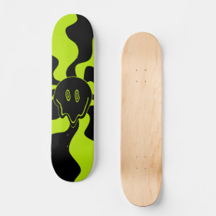 Retro melting smile in Lime Green and black Skateboard