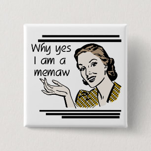 Retro Memaw T-shirts and Gifts 15 Cm Square Badge