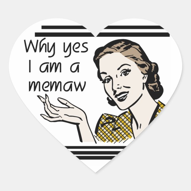 Retro Memaw T-shirts and Gifts Heart Sticker (Front)