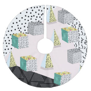 Retro Memphis: 80s-90s Hipster Pattern. Brushed Polyester Tree Skirt