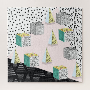 Retro Memphis: 80s-90s Hipster Pattern. Jigsaw Puzzle