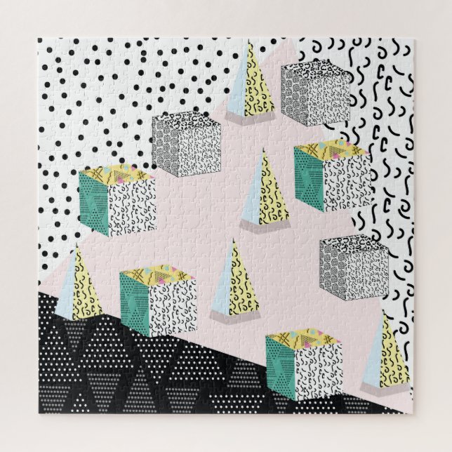 Retro Memphis: 80s-90s Hipster Pattern. Jigsaw Puzzle (Vertical)