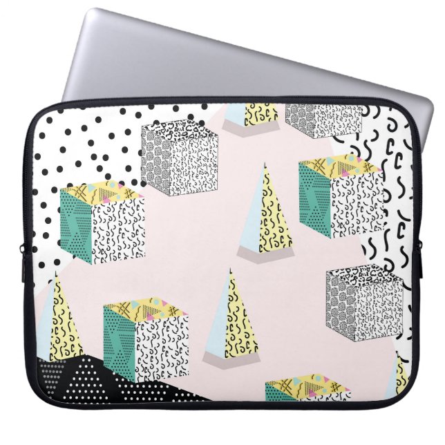 Retro Memphis: 80s-90s Hipster Pattern. Laptop Sleeve (Front)