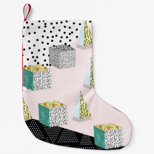 Retro Memphis: 80s-90s Hipster Pattern. Small Christmas Stocking