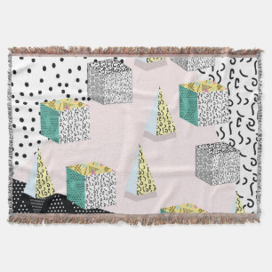 Retro Memphis: 80s-90s Hipster Pattern. Throw Blanket