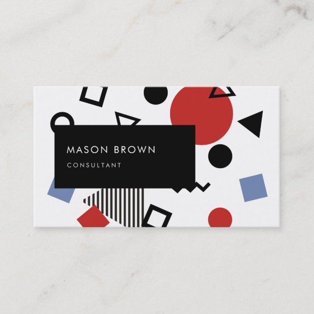 Retro Memphis Design Pattern Business Card (Front)