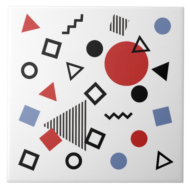 Retro Memphis Design Pattern Ceramic Tile (Front)