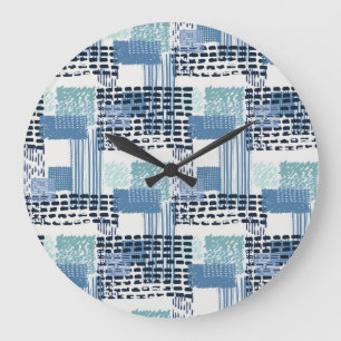 Retro Memphis Doodle Seamless Pattern Large Clock