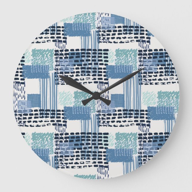 Retro Memphis Doodle Seamless Pattern Large Clock (Front)