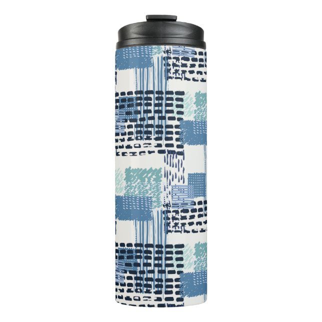 Retro Memphis Doodle Seamless Pattern Thermal Tumbler (Front)