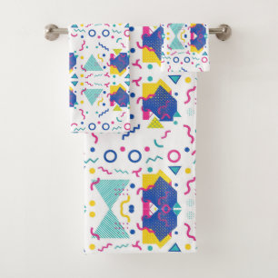 Retro Memphis Geometric Pattern Bath Towel Set
