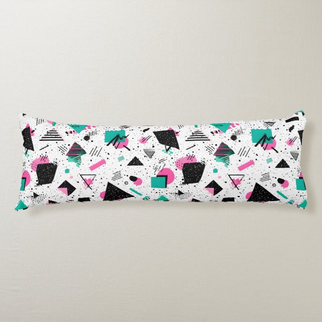 Retro Memphis Geometric Pattern Body Cushion (Front)