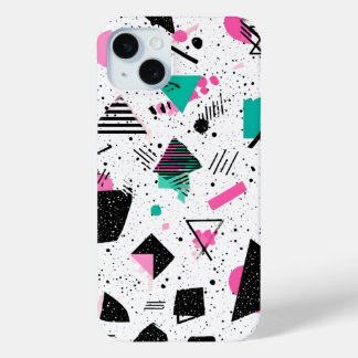 Retro Memphis Geometric Pattern iPhone 15 Mini Case
