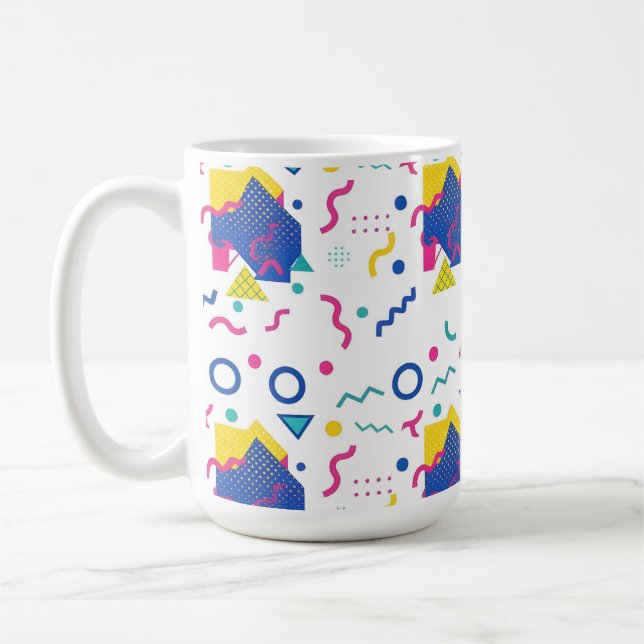 Retro Memphis Geometric Pattern Coffee Mug (Left)