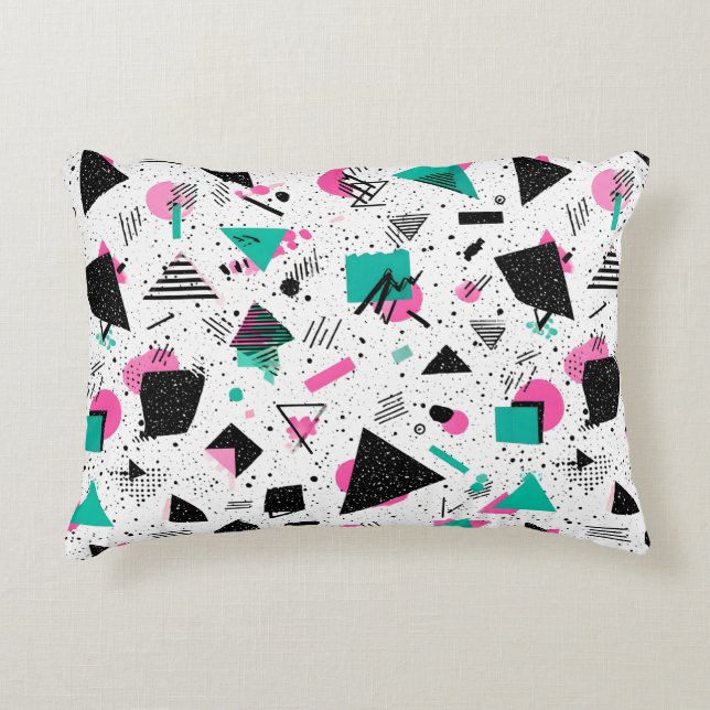Retro Memphis Geometric Pattern Decorative Cushion (Front)