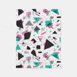Retro Memphis Geometric Pattern Fleece Blanket