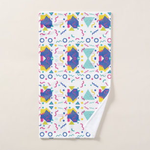 Retro Memphis Geometric Pattern Hand Towel