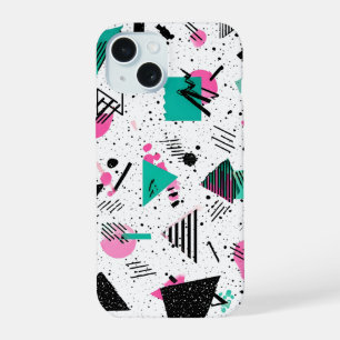 Retro Memphis Geometric Pattern iPhone 15 Case