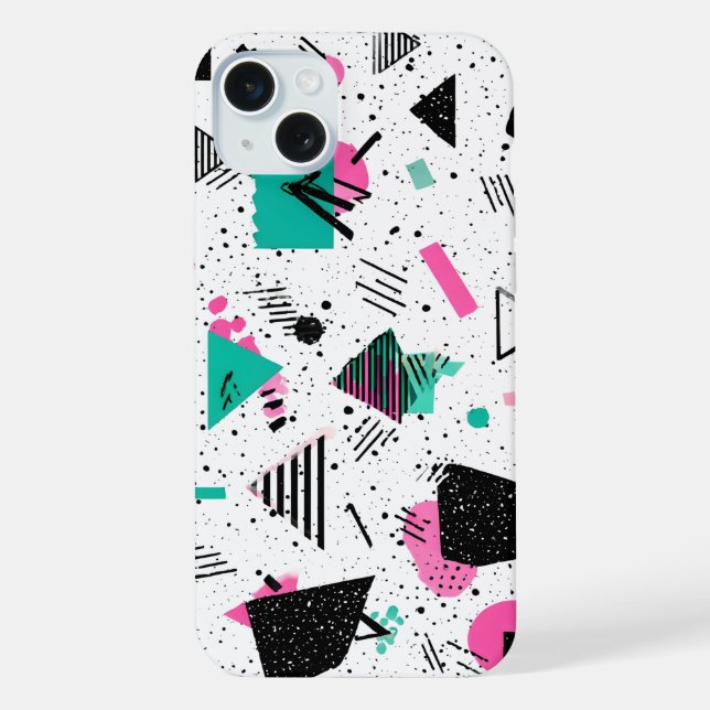 Retro Memphis Geometric Pattern iPhone Case (Back)