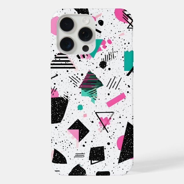 Retro Memphis Geometric Pattern iPhone Case (Back)
