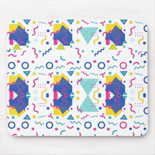 Retro Memphis Geometric Pattern Mouse Pad (Front)