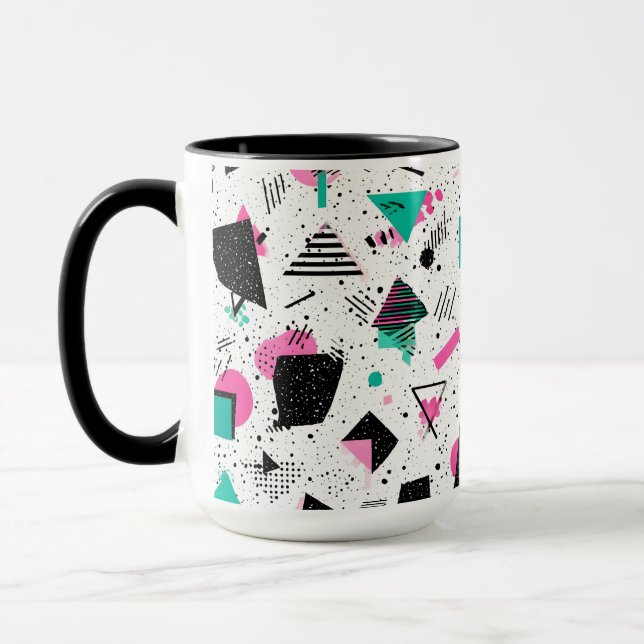 Retro Memphis Geometric Pattern Mug (Left)