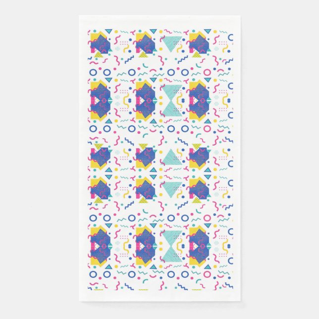 Retro Memphis Geometric Pattern Napkin (Front)